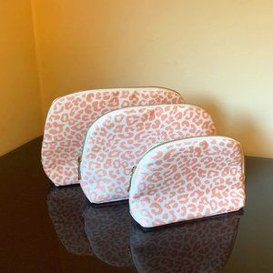 Pink/Blush Leopard Cosmetic Bags (Set of 3)